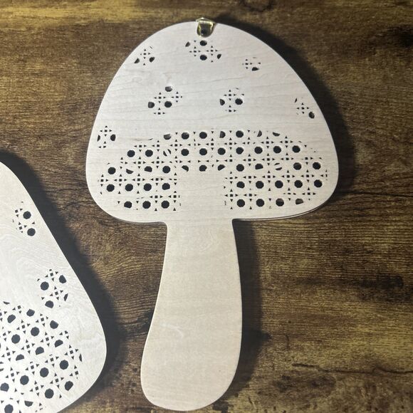 Mushroom Bundle (3) Wall Hanging Art Rattan Style Vintage Retro Natural Wood - Picture 6 of 14